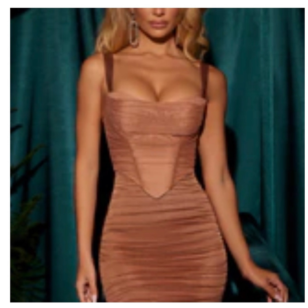 Oh Polly brown corset dress
